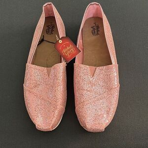 Pink Glitter Slip On Shoes